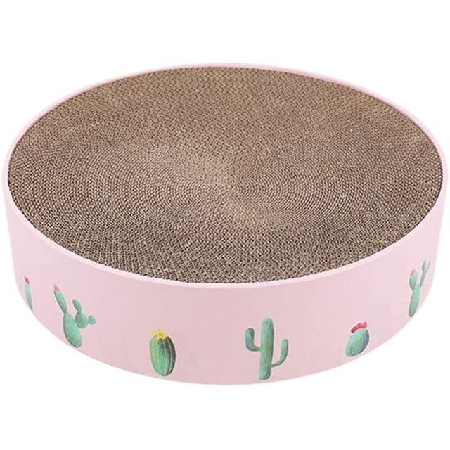 Cat Toy, Corrugated Cardboard Cat Catnip Scraper Board Nail Scraper Mat Kitten Bed Toy-Pink-Small