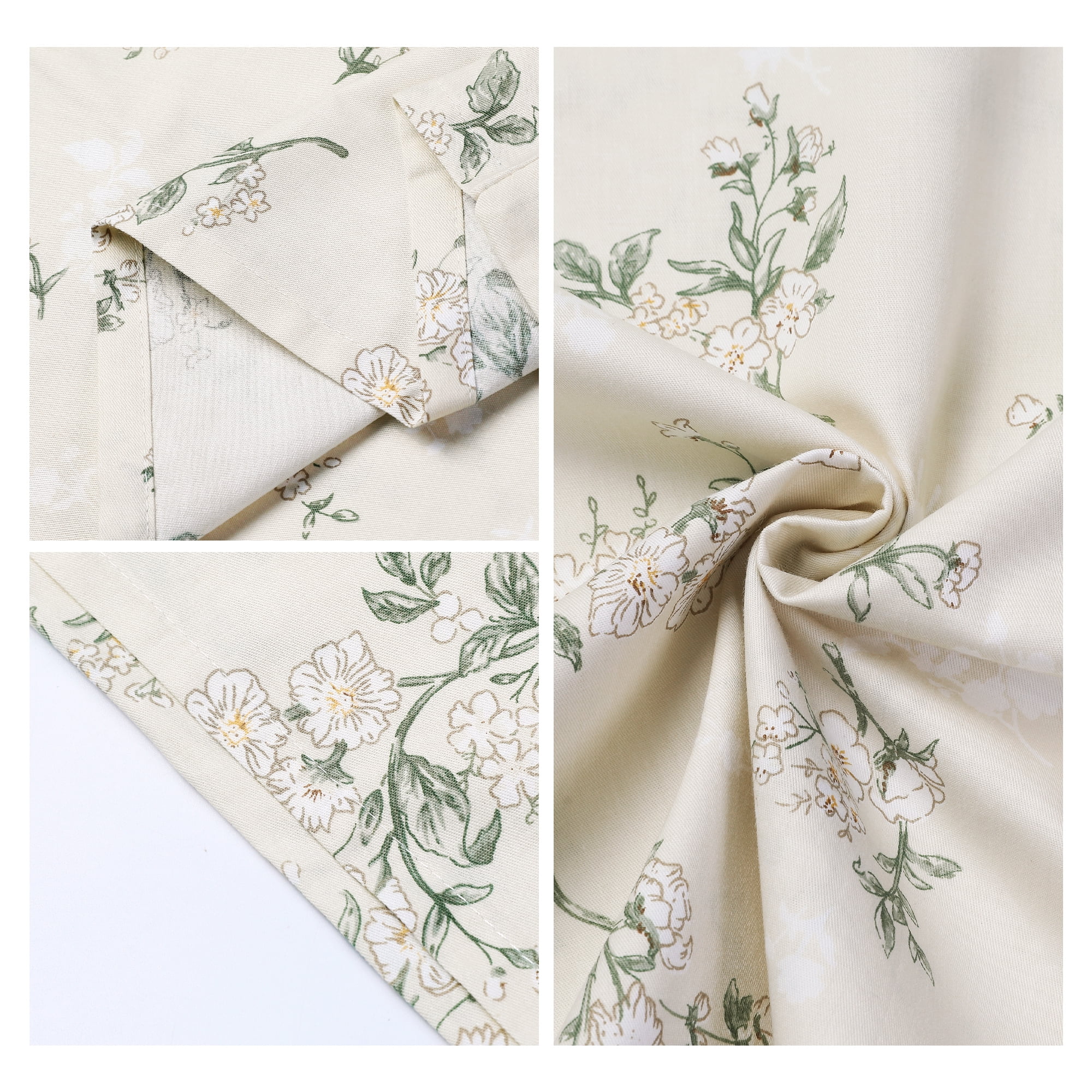 Unique Bargains 2 pcs Pillowcase for Hair and Skin Soft Cotton Floral Pillow Cases Beige