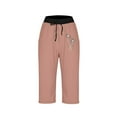 thumbnail image 5 of Womens Cropped Pants Elastic Waist Summer Solid Casual WithPockets Outing Pants Capris, 5 of 5