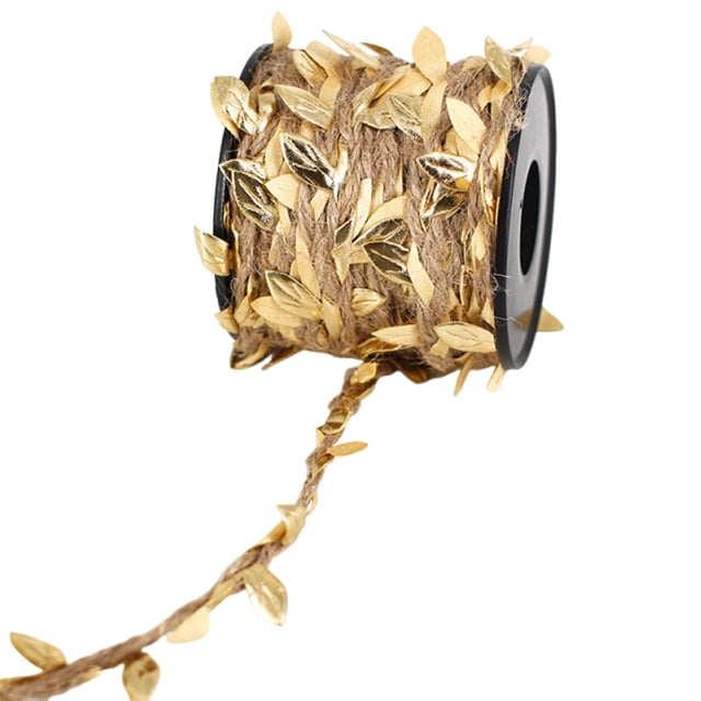 Transemion Simulation Leaves Hemp Crafts Jute String Good 10 meter Long, Versatile - Weddings, Festivals, Wrapping,and Environments gold
