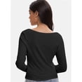 thumbnail image 5 of Womens Casual Long Sleeve Scoop Neck Slim Fitted Basic Top, 5 of 6