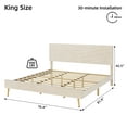 thumbnail image 3 of Simzone King Size Bed Frame with Adjustable Headboard, Upholstered Bed Frame King Wood Slats Support No Box Spring Needed Easy Assembly, off White, 3 of 5