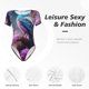thumbnail image 4 of Fotbe Beautiful Flower Blue Bird Body de Mujer con Cuello Redondo y Mangas Cortas, Sin Mangas Ajustado, Suave, Cómodo y Básico-Medium, 4 of 7
