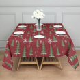 thumbnail image 3 of Red Christmas Tree and Snowflake Pattern Square Tablecloth,Waterproof Square Table Cover,Wipeable Spillproof Washable Table Cover for Home Kitchen Party Decor 52"x52"(132x132cm), 3 of 6