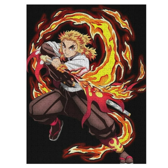 500 PCS Jigsaw Puzzle Demon Slayer Rengoku Kyojuro Wooden Puzzle Challenging Game Fun Artwork For Family Friends Gifts