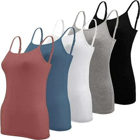 BQTQ 5 Pcs Basic Tank Tops for Women Undershirt Tank Top Sleeveless Under  Shirts, S Black at  Women's Clothing store