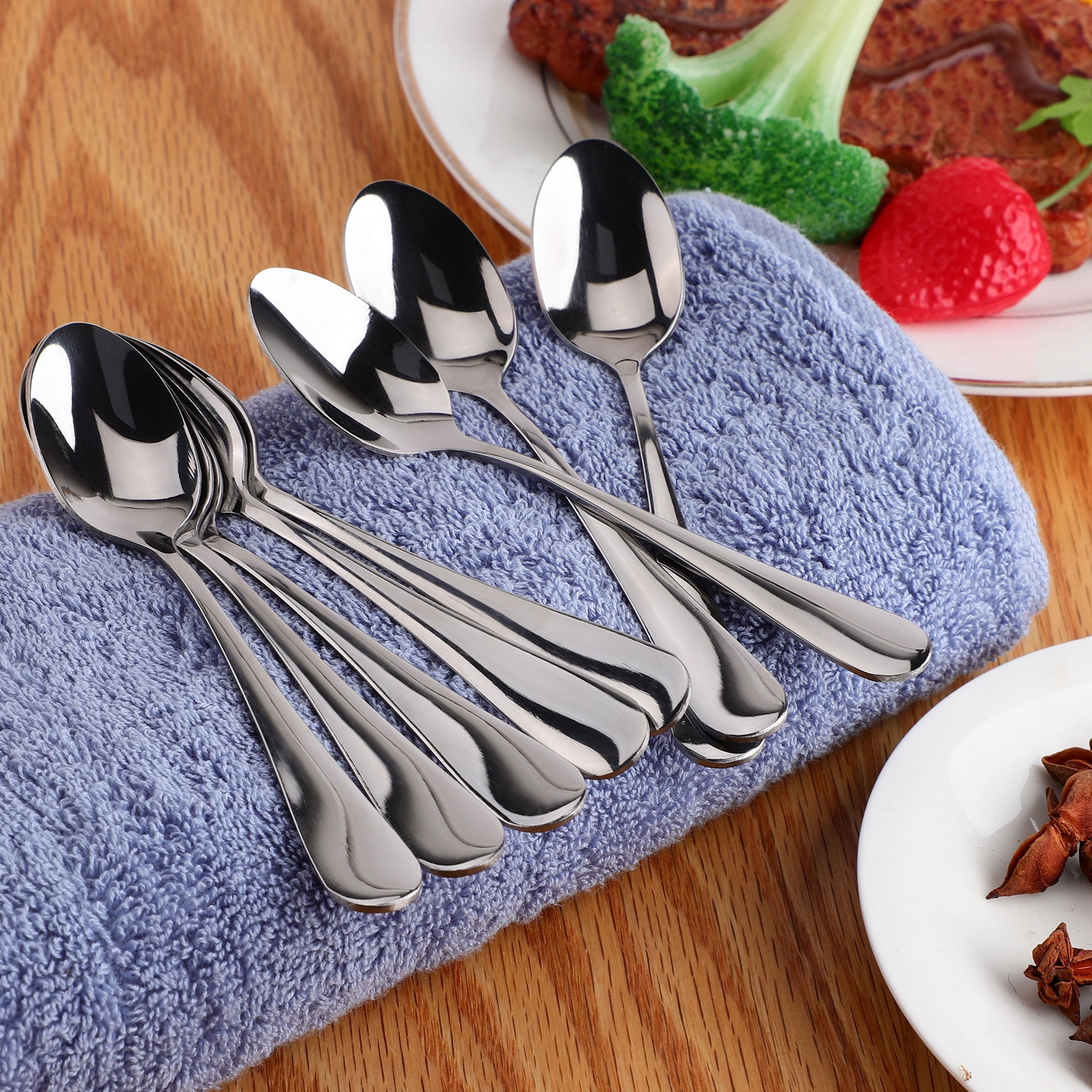 Home Kitchen Stainless Steel Coffee Tea Spoon Silver Tone 12cm 8pcs