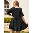 thumbnail image 4 of POSESHE Women Summer Tunic Dresses V Neck Casual Loose Flowy Swing Shift Dress, 4 of 4