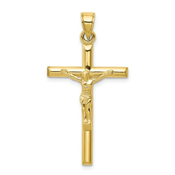10k Hollow Crucifix Pendant in 10k Yellow Gold