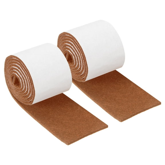Felt Strips with Adhesive Backing, 2 Pack 2" x 40" x 0.12" Adhesive Felt Strips Anti Scratch Furniture Felt Tapes Self-Stick Felt Pads for Protecting Hardwood Floor, Light Brown