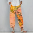 thumbnail image 2 of BUIgtTklOP no boundaries Women's Plus Size Vintage Wide Leg Pants Cotton Linen Harem Pants Summer Elastic Waist Casual Lightweight Baggy Dandelion Pants for Beach,Cropped Pants for Women Clerance, 2 of 5