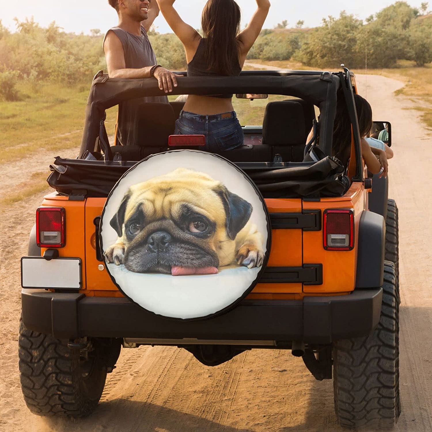 Spare Tire Cover Cute Pug Wheel Covers Waterproof Dust-Proof UV Sun  Universal Fit for Jeep Trailer RV SUV Truck and Many Vehicle (17 Inch for  Diameter 31”-33”)