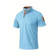 thumbnail image 4 of pstuiky Camisas casuales de manga corta para hombre, Blusa informal de color liso con botones y bolsillos, manga corta y cuello alto para hombre ropa de hombre m, 4 of 9