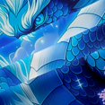 thumbnail image 5 of Manfei Japanese Dragon Animals Blackout Curtains,Eastern Flower Moon Window Curtains Pack of 2 (38x45 Each),Blue, 5 of 6
