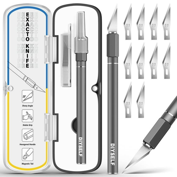 Juego de cuchillos Exacto DIYSELF con 12 piezas y funda para manualidades
