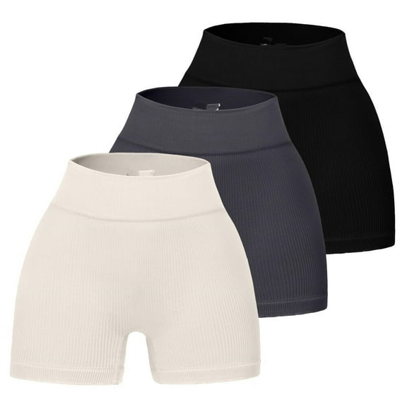 3 Piece Tie Dye Ribbed Workout Shorts for Women Seamless Gym Athletic Yoga High Waist Shorts