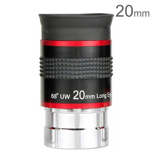 Ocular telescopio astronómico 1.25 pulgadas 68 grados Ocular monocular gran angular con protector de goma, 20 mm Methold OD000327-04B