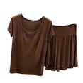 thumbnail image 2 of Antinious Women Solid Crewneck Short Sleeve Sleep Shirts and Shorts Summer Sleepwear Soft Lightweight Pajamas Outfits, 2 of 5