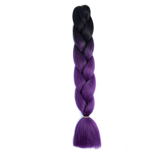 Zhuge Extensiones de cabello trenzado para mujeres, 3 paquetes de 100 g/paquete, 24 pulgadas, de negro a morado oscuro