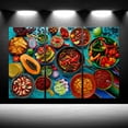 thumbnail image 2 of 3 Pieces Canvas Painting Wall Art Mexican Food Tomato Red Chili Yellow Pepper Cantaloupe Tortilla Chips Dragon Fruit Picture Poster Artwork for Living Room Kitchen Framed Ready to Hang 16x32x3pcs C85, 2 of 3
