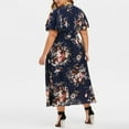 thumbnail image 4 of Giftesty Womens Spring Fashion 2024 Dresses Plus Size Fashion Women Floral Printed V-Neck Short Sleeve Casual Dress, 4 of 9