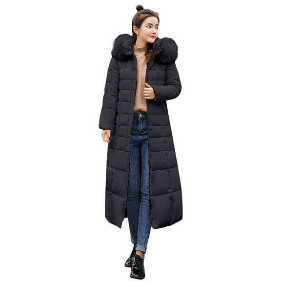 Niaviben Long Puffer Coat Women Puffer Jacket Womens with Hood Warm Winter Coats for Women Puffy Jackets Puffy Jackets for Women with Hood Puffy Jackets for Women Womens Winter Jackets Black L