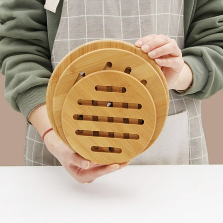 

Leaveforme Place Mat Multi-use Heat Insulation Bamboo Kitchen Dinner Mat for Home