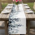 thumbnail image 4 of Blue Teal Eucalyptus Cotton Linen Rectangle Table Runners 13"x48", Weeping Botanical Leaf Watercolor Coffee Table Runner Dresser Scarves Luxury Table Runners for Wedding Party Banquet Dinner Decor, 4 of 8
