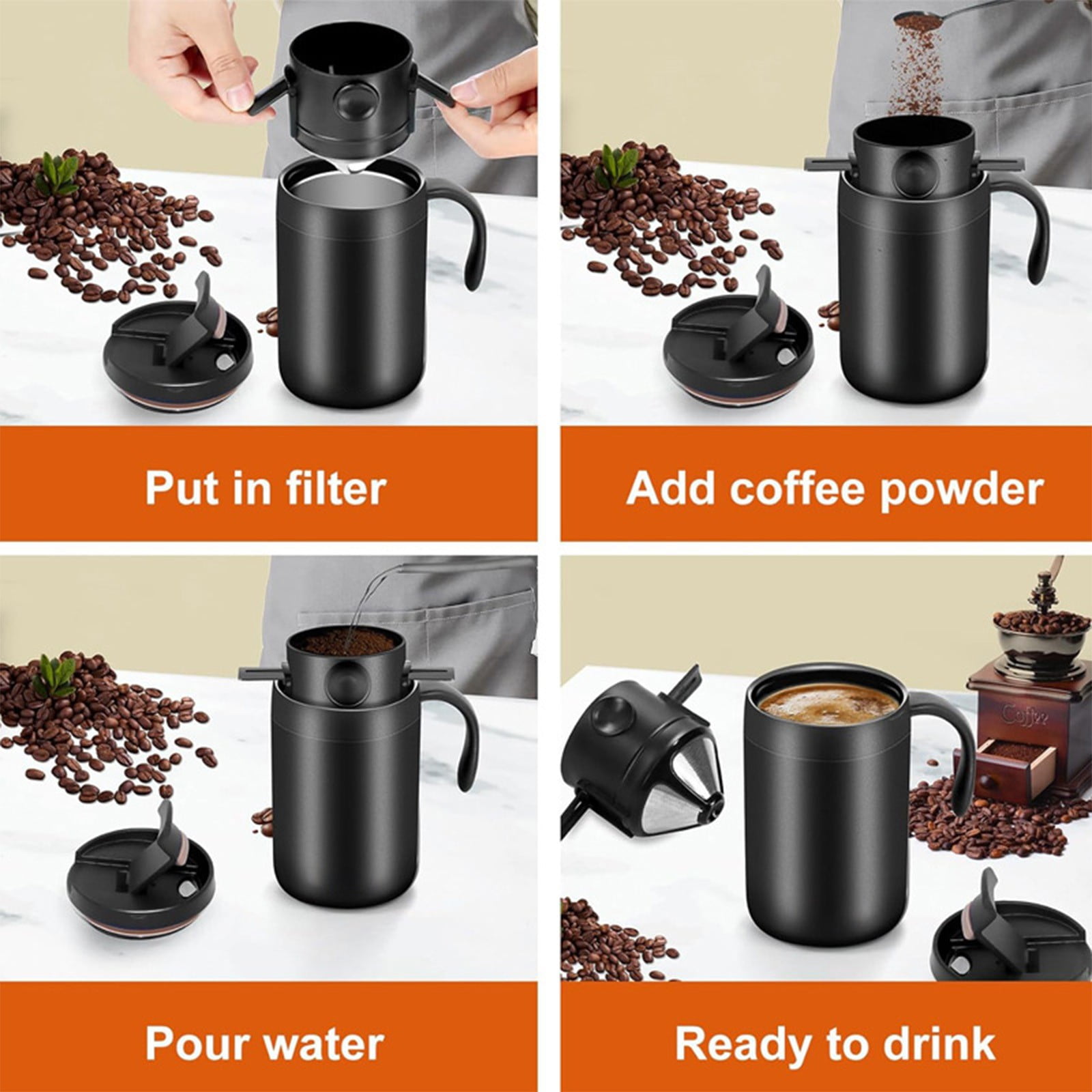 QIPOPIQ Camping Coffee Maker Pour Over Coffee Maker Set，Camp Pour