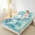 thumbnail image 4 of jejeloiu Cute Dragonfly Twin Sheet Sets,Blue Splatter Ink Bedding For Girls Teens 3 Pieces, 4 of 7