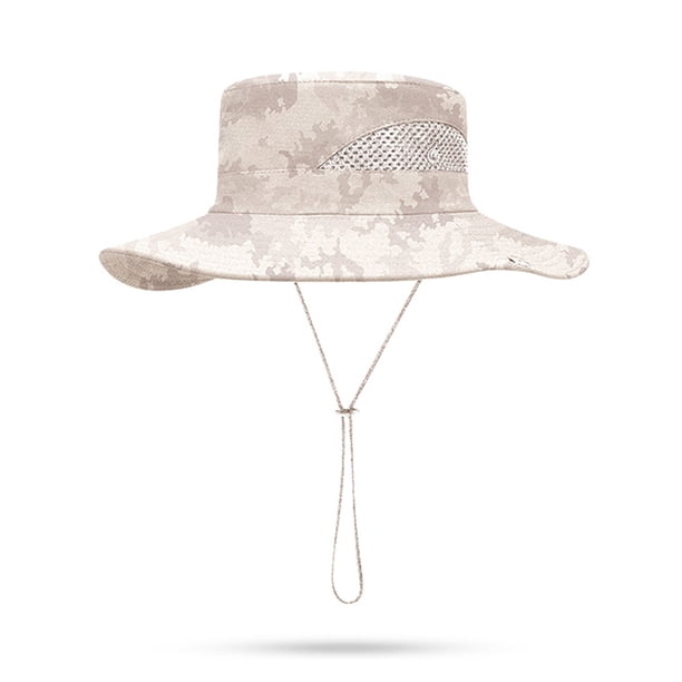 Sombrero de pescador con sombrilla de poliéster de 60 cm de circunferencia para hombres y mujeres, resistente al desgaste, impermeable, color camuflaje