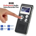 thumbnail image 1 of Grabadora de voz digital, grabadora activada por voz de 8 GB con reproducción, mini grabadora de audio para conferencias, reuniones, entrevistas, dictáfono de cinta portátil con USB, MP3, 1 of 8