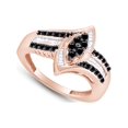 thumbnail image 2 of 1/2 Carat Black & White Natural Diamond Round & Baguette Shape Marquise Ring In 14K Rose Gold Over Sterling Silver (I2-I3 Clarity), 2 of 3