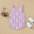 thumbnail image 2 of JAJAHO Baby Girls Easter Bunny Bodysuit Adjustable Straps Knitted Cute Rabbit Design Summer Toddler Girl Romper Clothes 0-18M Stylish Onesie, 2 of 5
