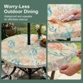 thumbnail image 5 of Round Outdoor Tablecloth with Umbrella Hole and Zipper, Teal Red Coastal Tablecloth with Elastic Waterproof, Nautical Seahorse Beach Coral Starfish Beige Patio Table Covers for 36" - 44" Pool Tables, 5 of 9