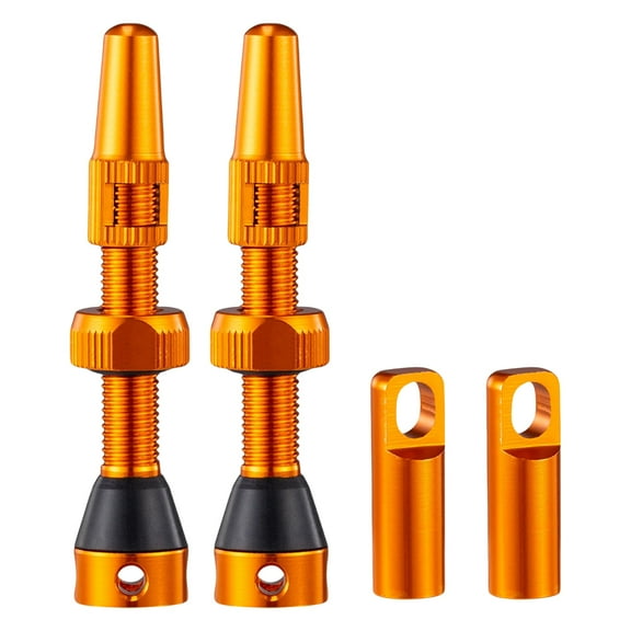 Yibooy 1 Pair Road Bike Presta Valve CNC Aluminum 44mm Tubeless Tire Valve (Orange)