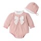 thumbnail image 1 of Gibobby Mamelucos para bebe niño polar Bebés recién nacidos niñas pajarita sólido primavera invierno manga larga mono sombrero ropa(Rosa, 12-18 Meses), 1 of 3