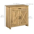 thumbnail image 3 of HOMCOM Buffet de Style Ferme, Armoire Buffet avec Porte de Grange, Brun Vieilli, 3 of 10