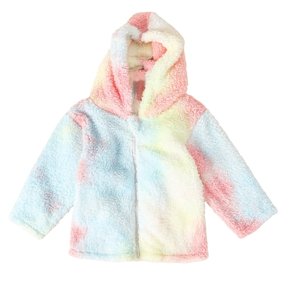 EnJoCho Girls Fuzzy Tie Dye Zip Pullover Sher𝗉a Hooded Sweatshirt Soft Plush Warm Fluf𝖿y Winter Tops Rainbow Cozy Fleec𝖾 Jacket