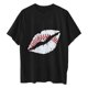 thumbnail image 5 of Tops de manga corta de ocio para mujer, estampado de labios, divertido estampado de béisbol, cuello redondo OAVQHLG3B Store  lin121212, 5 of 5