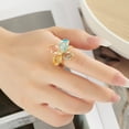 thumbnail image 3 of Crystal Flower Statement Ring for Women Multi-Color CZ Stones Bohemian Floral Ring Promise Engagement Rings Wedding Band Adjustable Fashion Jewelry, 3 of 8