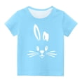 thumbnail image 4 of Wyobmus 2024 Toddler T-Shirt Bunny Face Doodle Easter Spring Time Flowers Great Gift Idea Easter Eggs Candy Basket Rabbit Cotton Tail Light Blue-160, 4 of 6
