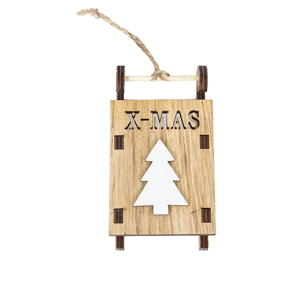 Christmas Tree Decorations Wooden Shapes Ornaments Craft Xmas