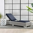 thumbnail image 2 of Lounge Chair Chaise, Rattan, Wicker, Light Grey Gray Blue Navy, Modern Contemporary Urban Design, Outdoor Patio Balcony Cafe Bistro Garden Furniture Hotel Hospitality, 2 of 9