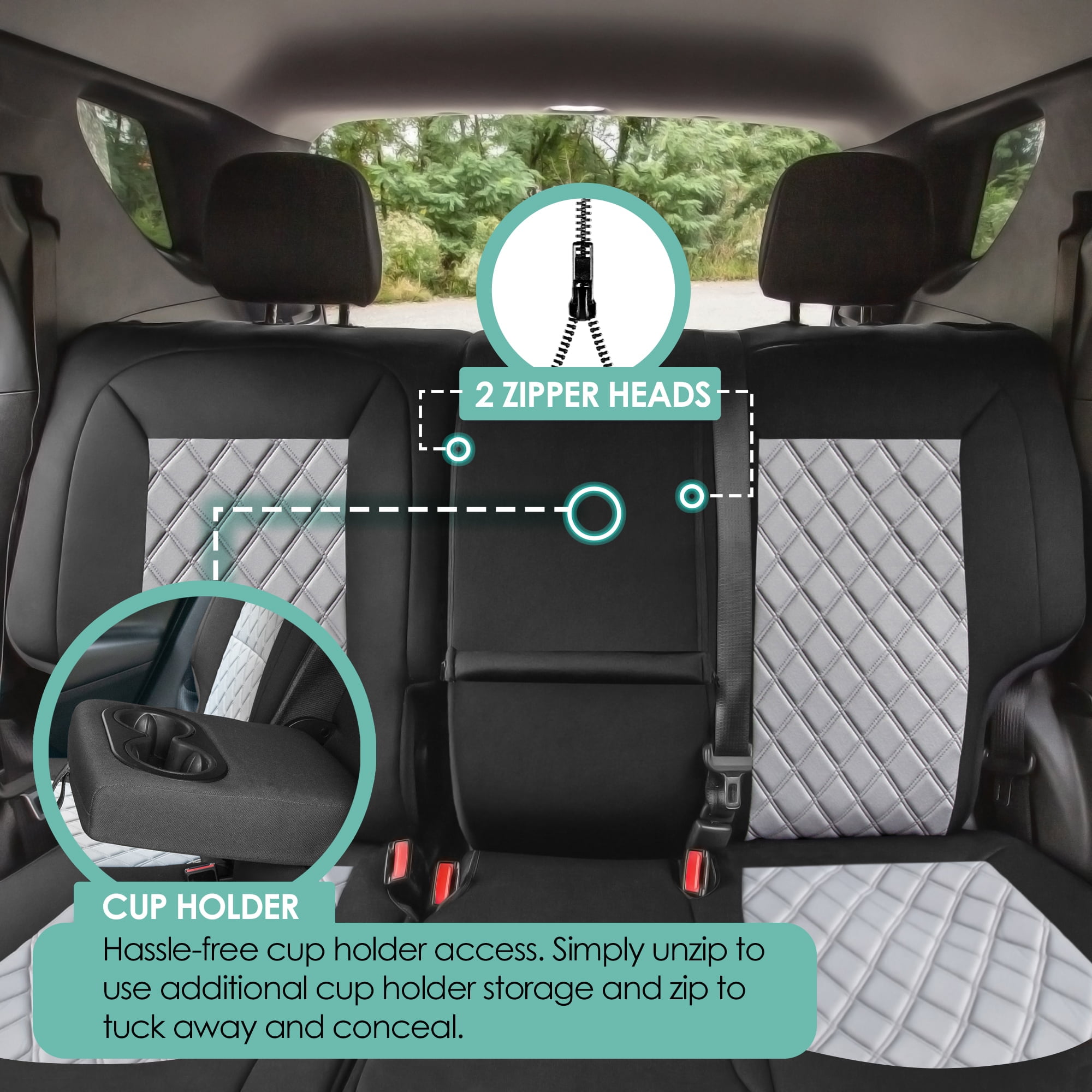 For Chevrolet Equinox 2018-2023 FH Group Neoprene Waterproof Custom Fit Car Seat Covers - Gray Rear Set