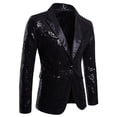 thumbnail image 4 of Hirigin Business Mens Sequins Sparkly Suit Blazer Wedding Party Outwear Jacket Tops Coat, 4 of 5