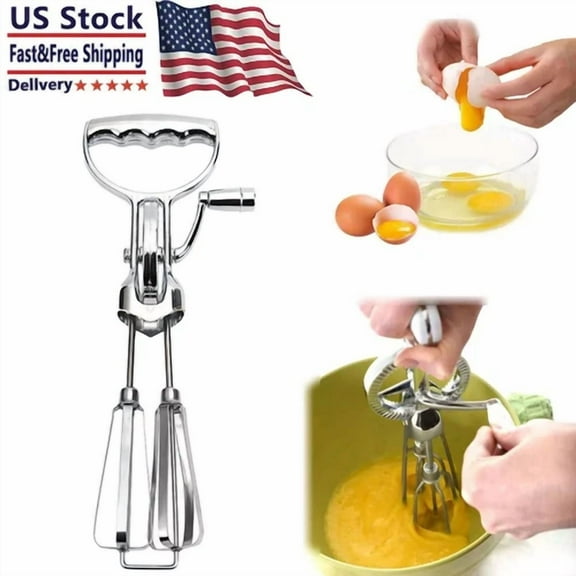 Egg Beater Manual Crank Hand Mixer Blender Stainless Steel Kitchen Tool Usa