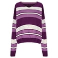 thumbnail image 4 of HAiming Sweaters for Women Trendy Color Block V Neck Long Sleeve Pullover Knitted Tops Plus Size Casual Loose Blouse, 4 of 5