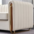thumbnail image 7 of Velvet Sofa Couch, 3-Seat Tufted Sofa Upholstered Loveseat Sofa Couch with Metal Legs & Round Arm, Modern Sofa Bed for Small Living Room Lounge Apartment Office, 84.25”Lx29.53”Wx27.56”H, White, 7 of 7