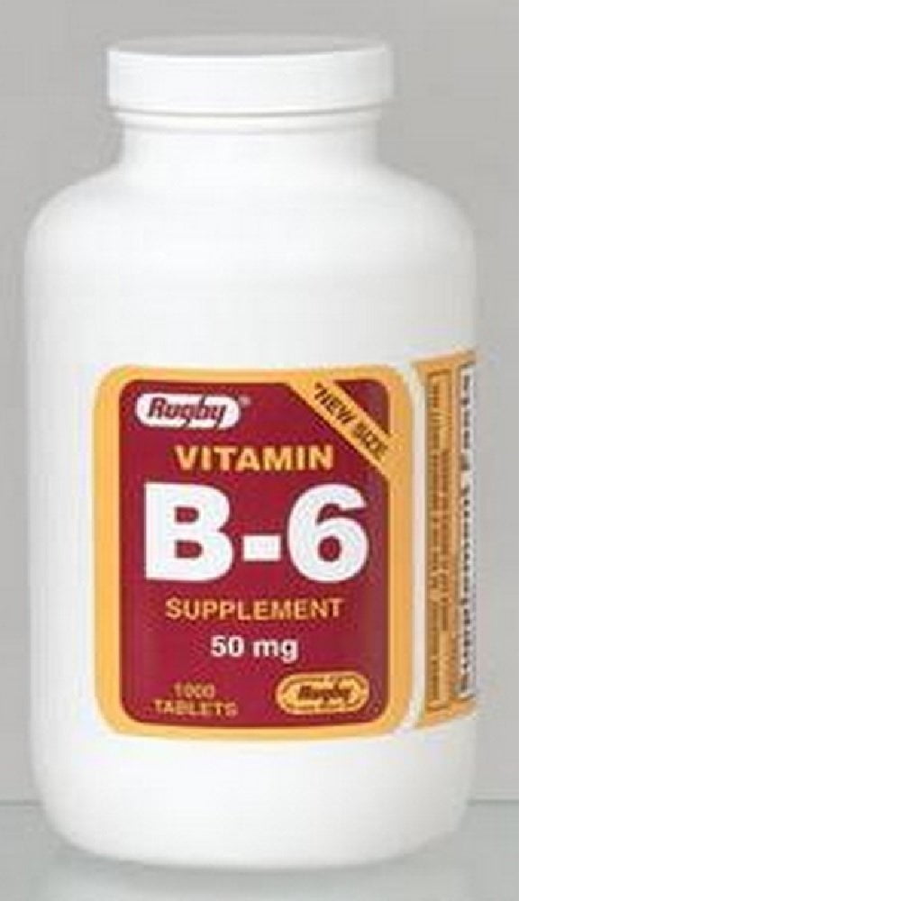 Rugby Vitamin B6 Pyridoxine Supplement Tablets, 50 mg, 1000 Count